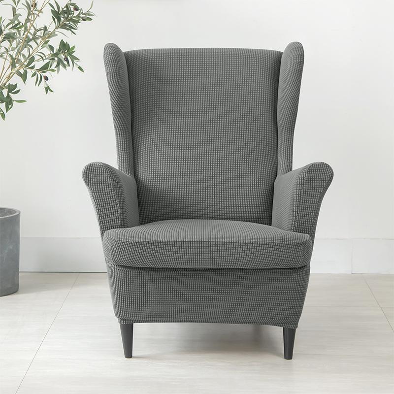 3 Piece Stretch Wingback Chair Slipcover Set With Ottoman And Cushion Cover High Back Armchair Protector