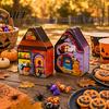Decorative Party Favor Boxes Halloween Tin Candy Box, Haunted House Pumpkin Bat Print Metal Storage Jar Containers for Candies Favors, Small