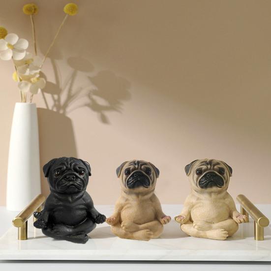 Медитирующая фигурка собаки из смолы, статуя французского бульдога, йога, щенок, скульптура животного, домашний офис, настольный сад, украшение, орнамент