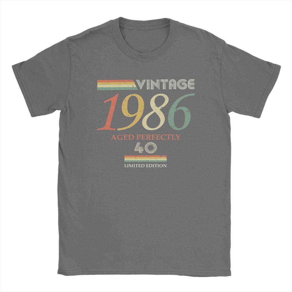 Streetwear TShirt Summer Vintage 1986 40th Birthday Aged Perfectly Gift Novelty T Shirts Cotton Tee Shirt for Couple Top Tees