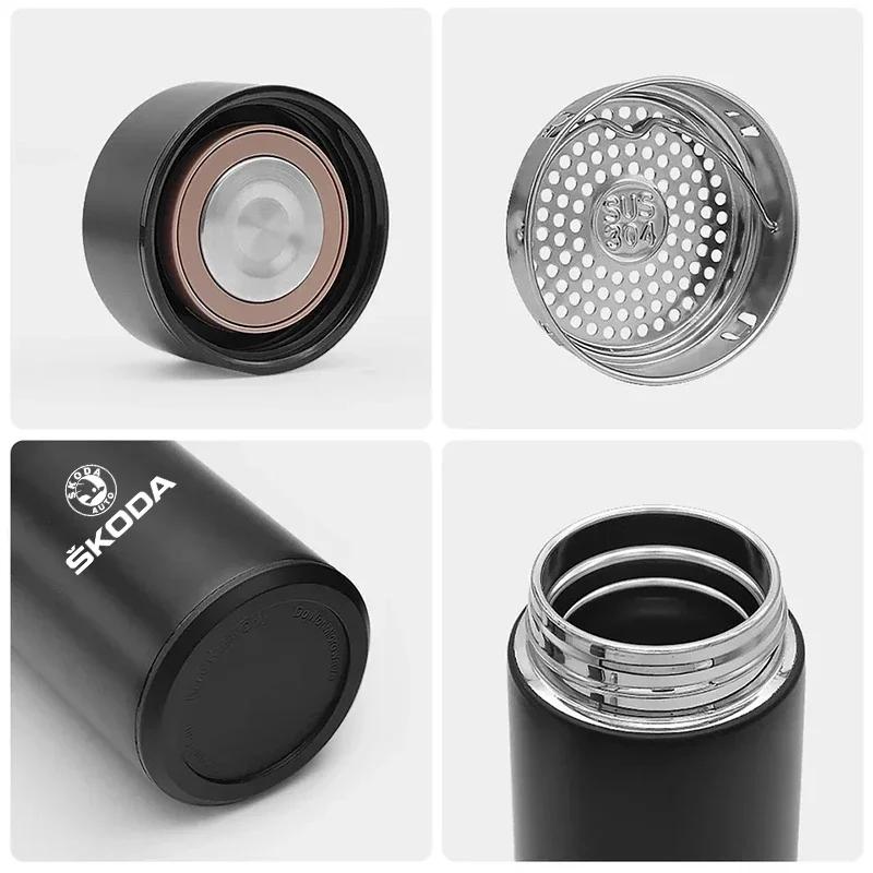 2025 Hot 500ml Car Insulated Cup Water Cup Coffee Tea Thermos Mug For Skoda Octavia Fabia Superb Yeti Vrs Enyaq Rapid Kodiaq Kam