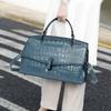 Light Luxury Crocodile Pattern Women's Handbag Fashionable and Versatile Mist Blue Cowhide Single Shoulder Crossbody Bag
