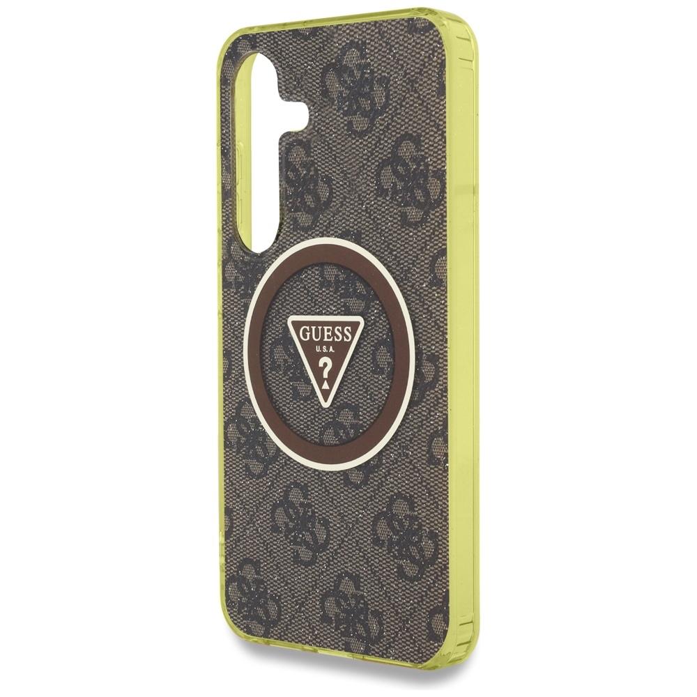 Etui do Samsung Galaxy S25 Guess 4G Glitter MagSafe brązowy
