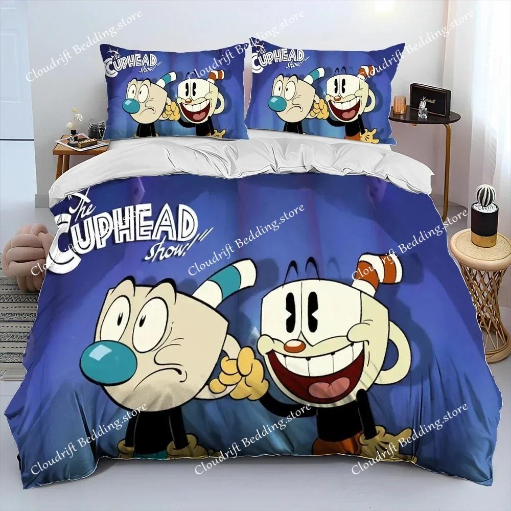 3D-принт с игрой Cuphead Mugman Постельное белье Пододеяльник Постельный комплект Одеяло Наволочка Одеяло размера king-size Для мальчиков Взрослых