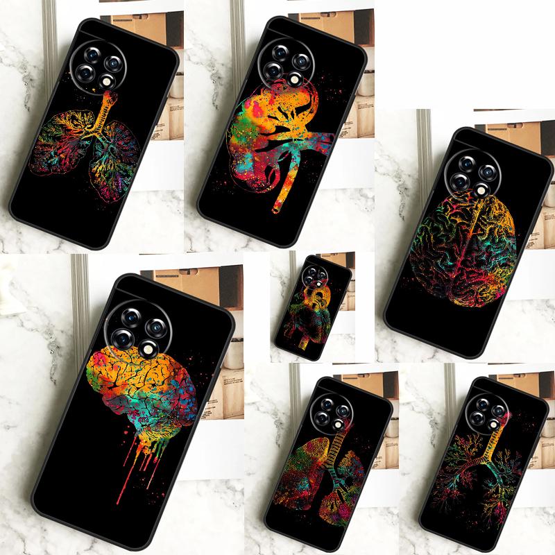 Чехол для OnePlus 12 12R 11 9 10 Pro 10R 9R 8T 10T Nord CE 2 3 Lite 2T N10 N20 N30 CE4 с рисунком человеческого сердца, мозга, легких