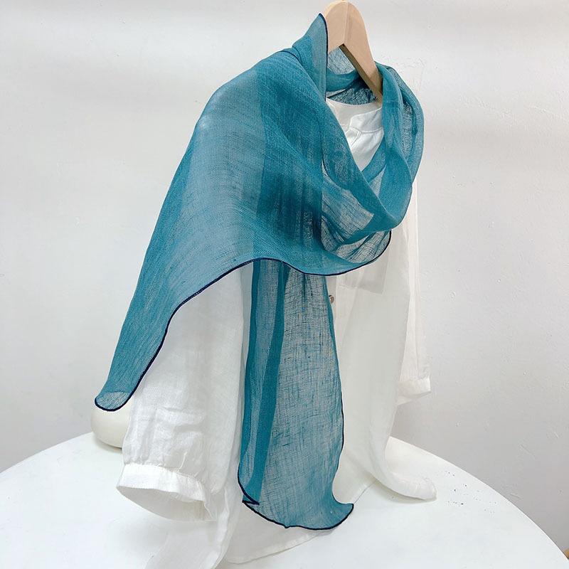 Solid Color Extended Rhombus Scarf Japanese Literary Sunscreen Silk Scarf Irregular Linen Neck Shawl Women