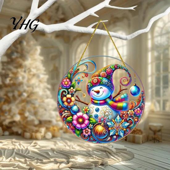 Xmas Porch Hanging Signs Christmas Tree Ornaments, Acrylic Festive Pendants with Lanyard for Gift Tags Holiday Party Home Decoration, Indoor