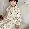 Children's Pajamas Suits for Boys and Girls In Autumn and Winter Plus Velvet Thickened Models, Big Children's Zipper Stand-up Collar Home Service