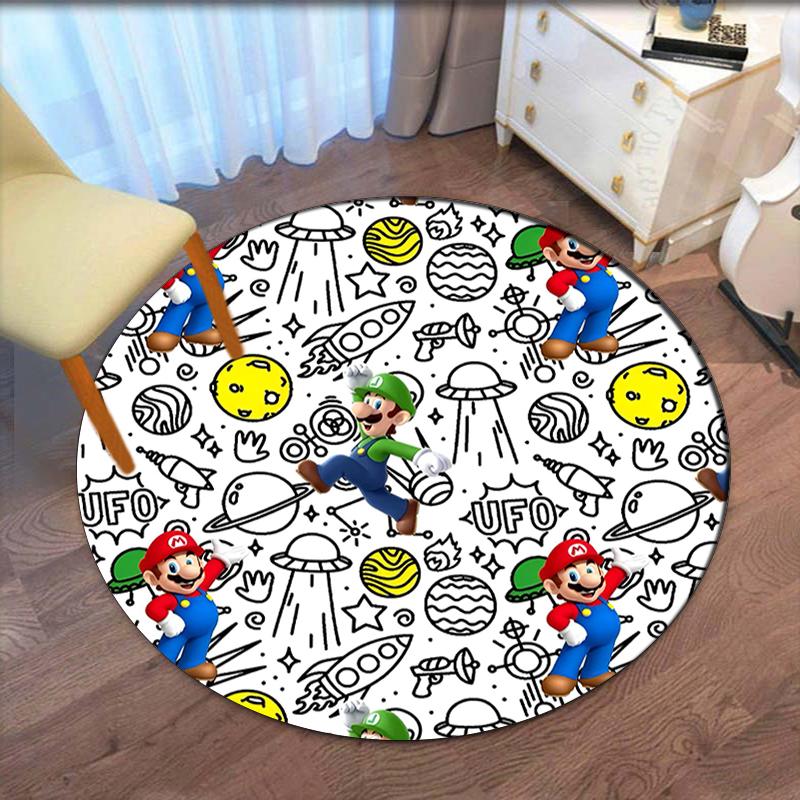 Mario Printed Round Rug Carpet Chair Rug Area Rug Entryway Doormats,for Office Chair Living Room Bedroom Kitchen Room.
