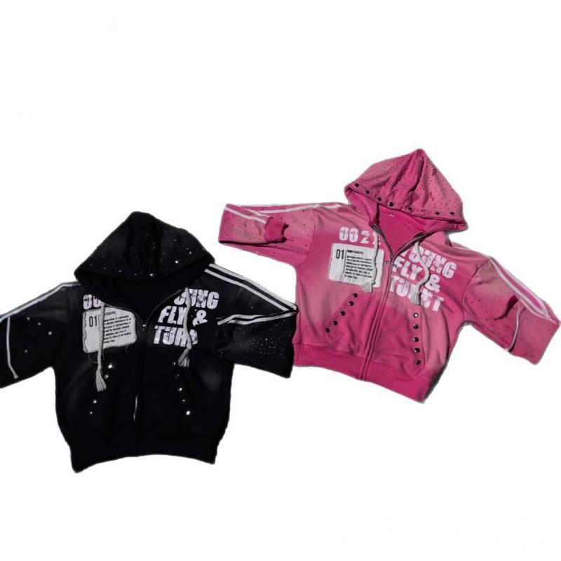 Hooded Sweatshirt Set Streetwear Print Zip Up Jacket Casual Pants Unisex
