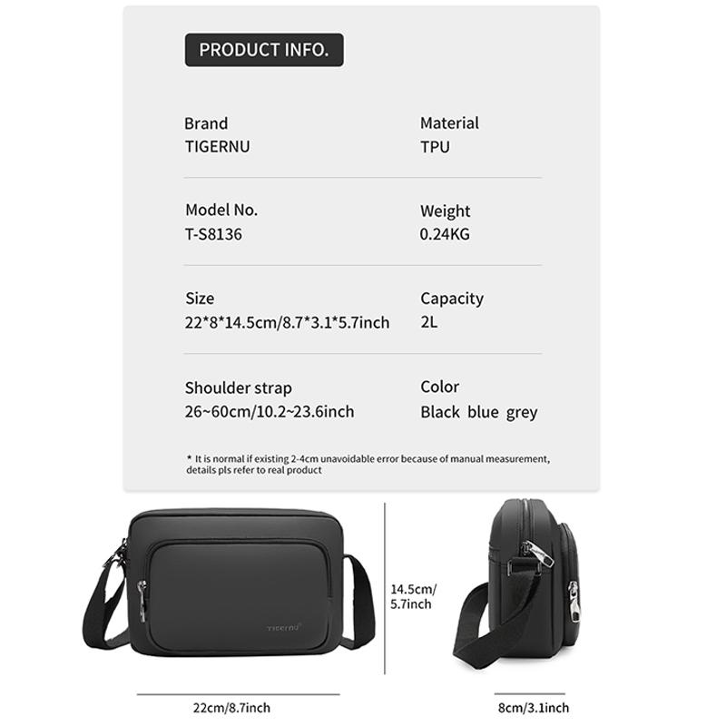 Tigernu 2021, новая высококачественная водонепроницаемая повседневная сумка через плечо, легкая сумка через плечо для мужчин, модная сумка-мессенджер для женщин