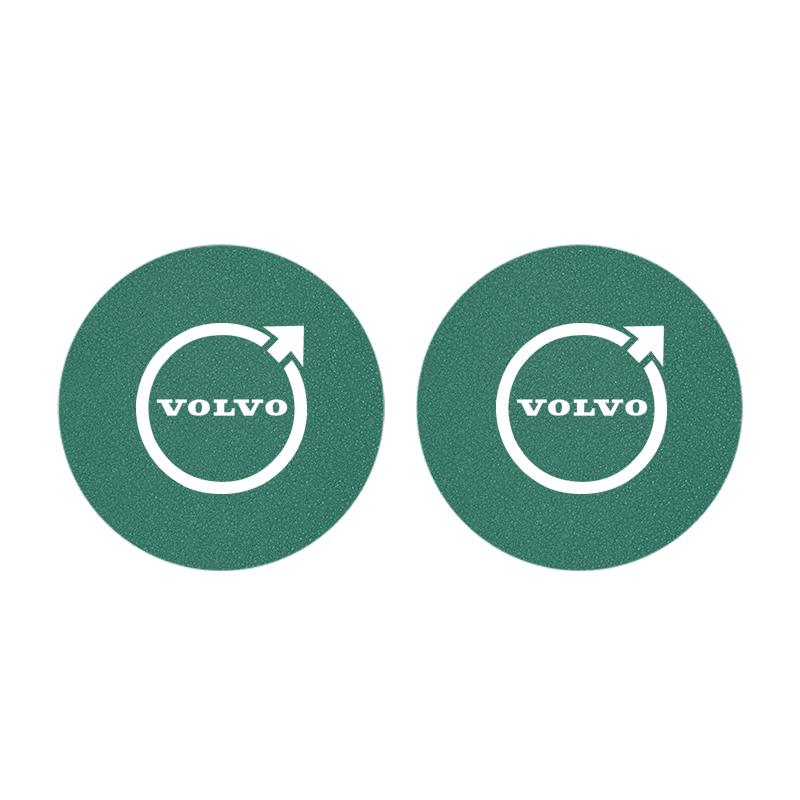 2Pcs Car Coasters Leather Water Cup Holder Mat For Volvo V60 V40 XC90 S60 C30 XC60 Car Interior Anti Slip Water Cup Pad keychain