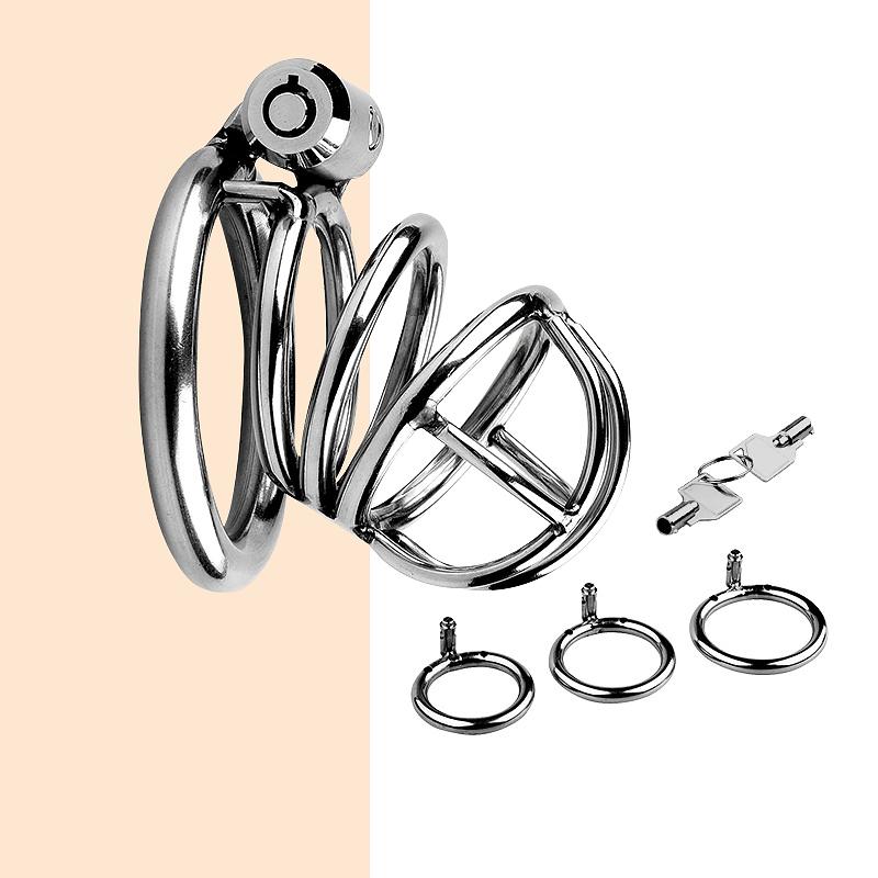 Metal Chastity Cage Men's SM Anti-Cheating Bondage Device Penis Urethra Lock Adult Steel Restriction Chastity Cage Sex Toys