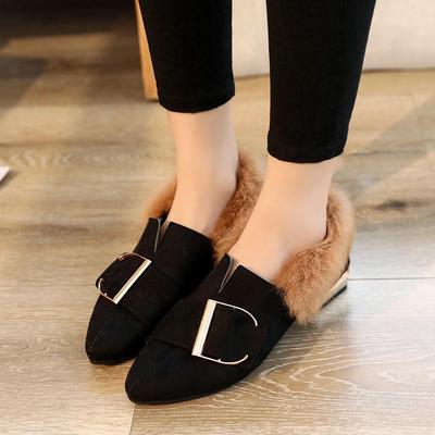 Зимние женские плюшевые туфли на плоской подошве, женские мокасины, туфли-лодочки из искусственной замши, балетки со стразами и металлом, теплые, большого размера 775