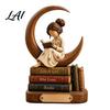 Декоративные деревянные таблички для читателей Деревянная фигурка книголюба Девочка, читающая книгу Персонализированный декор для настольной книжной полки с элементами для полок в комнате Штабелируемые