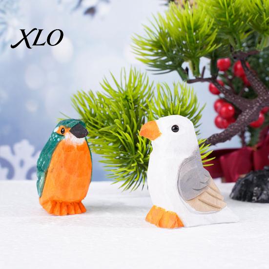 Artistic Niche Home Accents Hand Carved Basswood Bird Ornament, Cute Wooden Animal Figures, Handcrafted Toys for Children Compact Size Statues Desktop