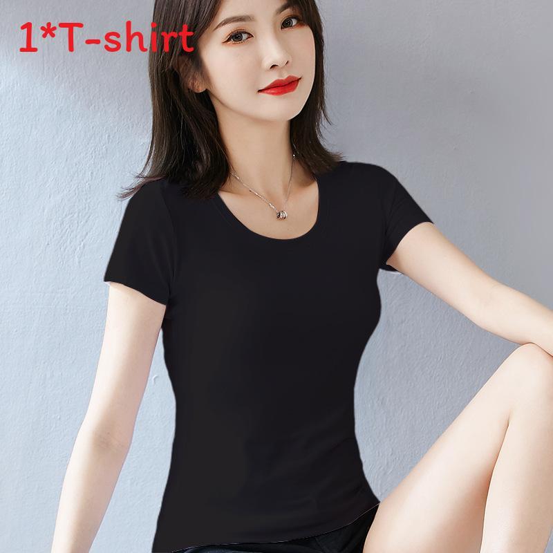 T Shirt For Women Casual Short Sleeve Cotton Splicing Top For Spring Wear