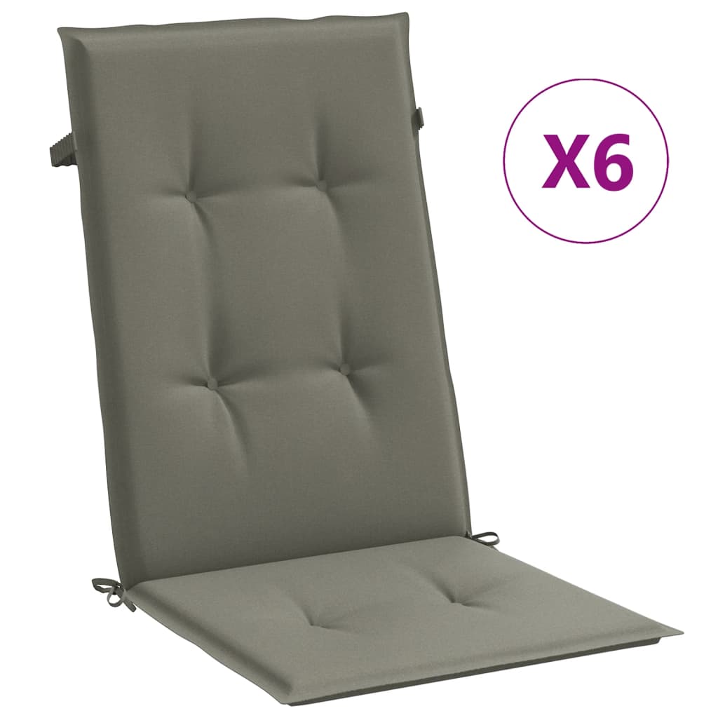 High Back Seat Cushions 6 pcs Dark Grey Melange 120x50x4 cm Fabric