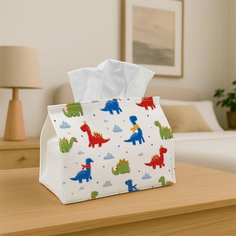1pc Tissue Box Holder Features an Adorable Design of Flying Dinosaurs in Scarves - a Versatile Napkin Dispenser Suitable for Home Parties And Car Deco