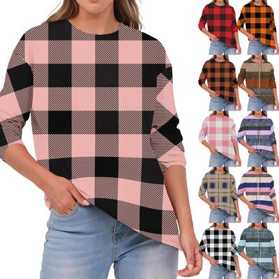 Женский модный повседневный топ с круглым вырезом, однотонный, с длинными рукавами