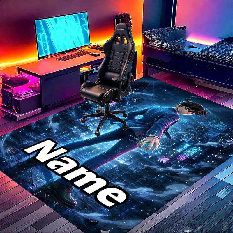 Custom Name Personalized Detective Conan Print Carpet, Versatile Home Decor Rug, for Playroom, Apartment, Balcony, Entryway, Hallway Gift