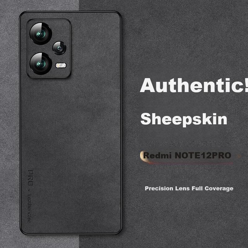 Redmi Note 12 Pro Phone Case, 12 Pro Protective Cover, Shockproof, Full Lens Protection, Soft, Luxury Silicone Mi Outer Case,n, Leather Case, Black