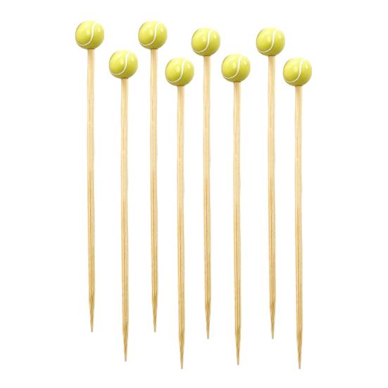 100 шт., бейсбольные бамбуковые палочки для коктейлей, спортивные шампуры с шаровым наконечником, 4,7 дюйма, палочки для закусок для фруктов, сыра, кексов, мясные товары для вечеринок