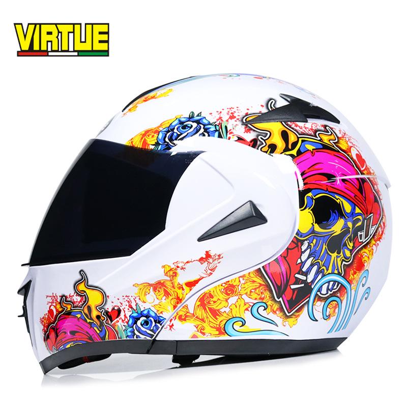VIRTUE Motorsport Electric Non Motorcycle Helmet Men's Half Helmet Double Lens Full Helmet Running Helmet Carbon Fiber Pattern Road