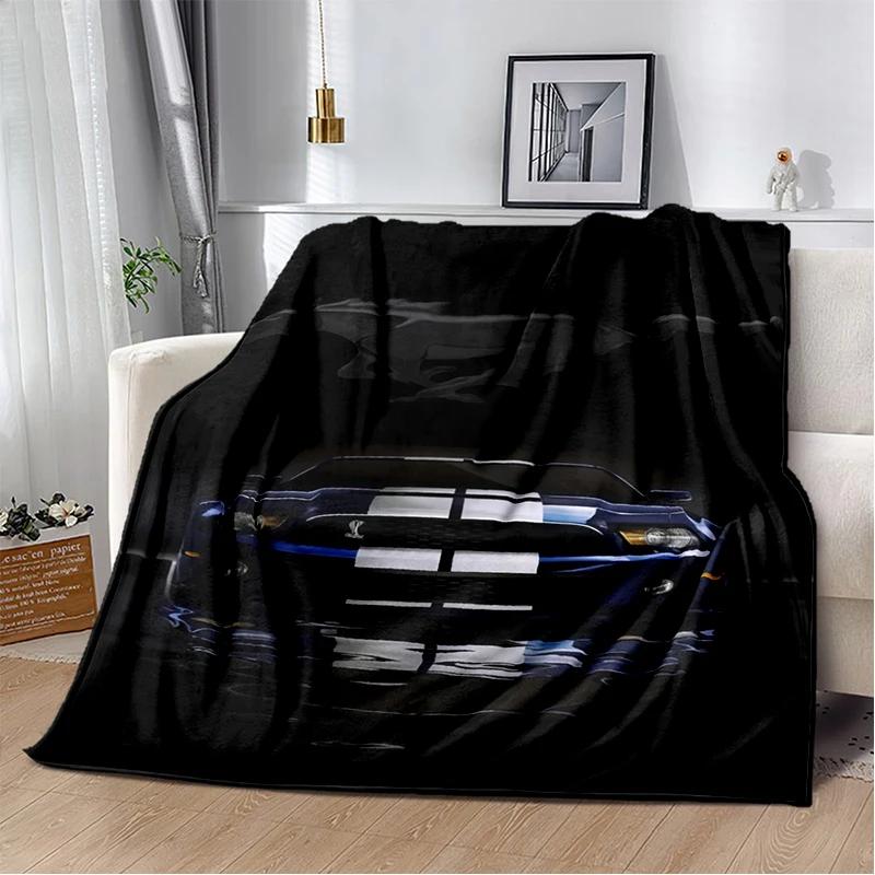 3D Mustang Racing Car Sign GTR Soft Plush Blanket,Flannel Blanket Throw Blanket for Living Room Bedroom Bed Sofa Cover Gift