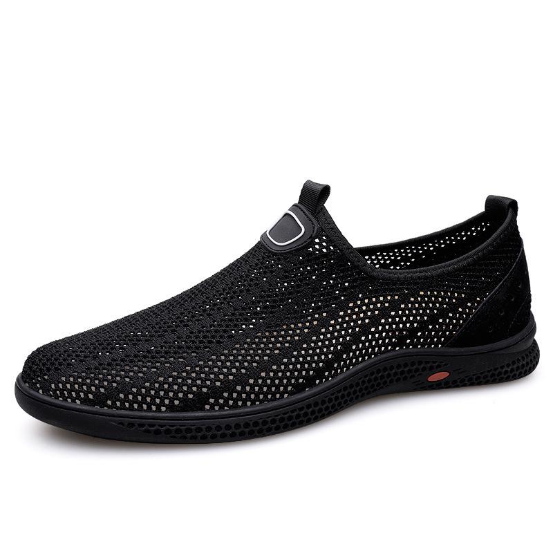 Мужские дышащие сетчатые слипоны Flyknit - Летние низкие спортивно-повседневные мокасины
