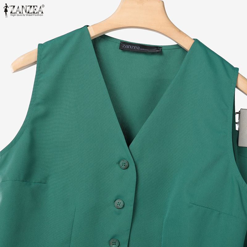 ZANZEA Женские безрукавки, топы и брюки, летние комплекты из двух частей