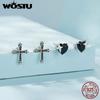 WOSTU Винтажные серьги-гвоздики из стерлингового серебра 925 пробы с крестом для женщин, крутые черные серьги-гвоздики с цирконием в стиле панк, модные украшения, подарок на вечеринку