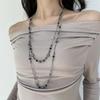 Long Flower Necklace Double-layer Geometric Necklace Fashion Sweater Chain