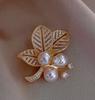 Vintage Pearl Inlaid Colored Diamond Brooch Fashionable And Versatile Brooch