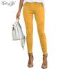 Женские джинсы, модные эластичные однотонные эластичные узкие брюки с рюшами, повседневные брюки