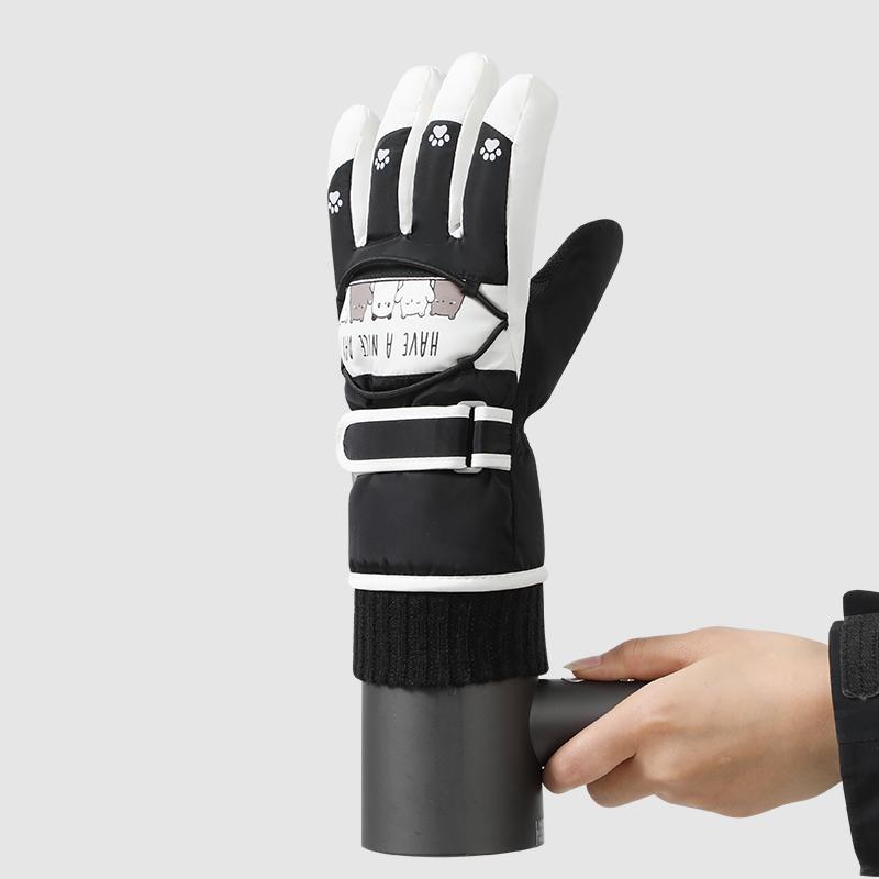 7-12 Years Old Boys and Girls Buckle Strap Anti-slip Waterproof Insulated Winter Warm Ski Gloves