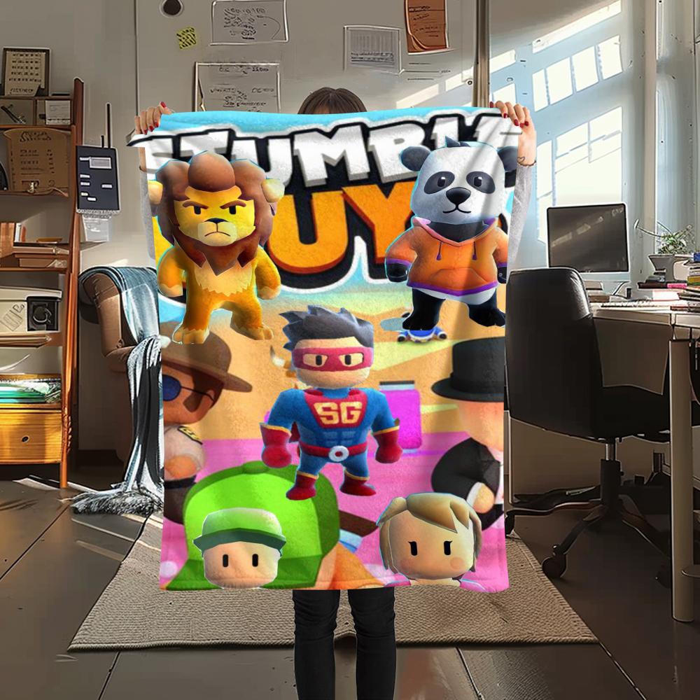 1PC Stumble Guys Print Flannel Blanket, High quality Comfortable for All Seasons, Home Decor, Warmth and Comfort, Perfect for Christmas Gifts184