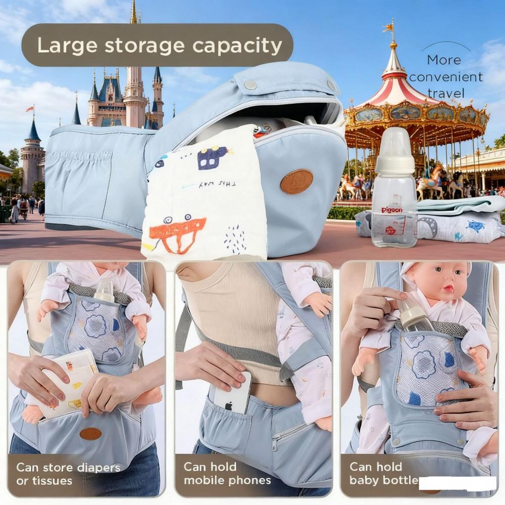 Multifunctional Baby Hip‑Seat Carrier, One‑Size Breathable Double‑Shoulder Infant Sling, Baby Carrying Stool for Southeast Asia & North America