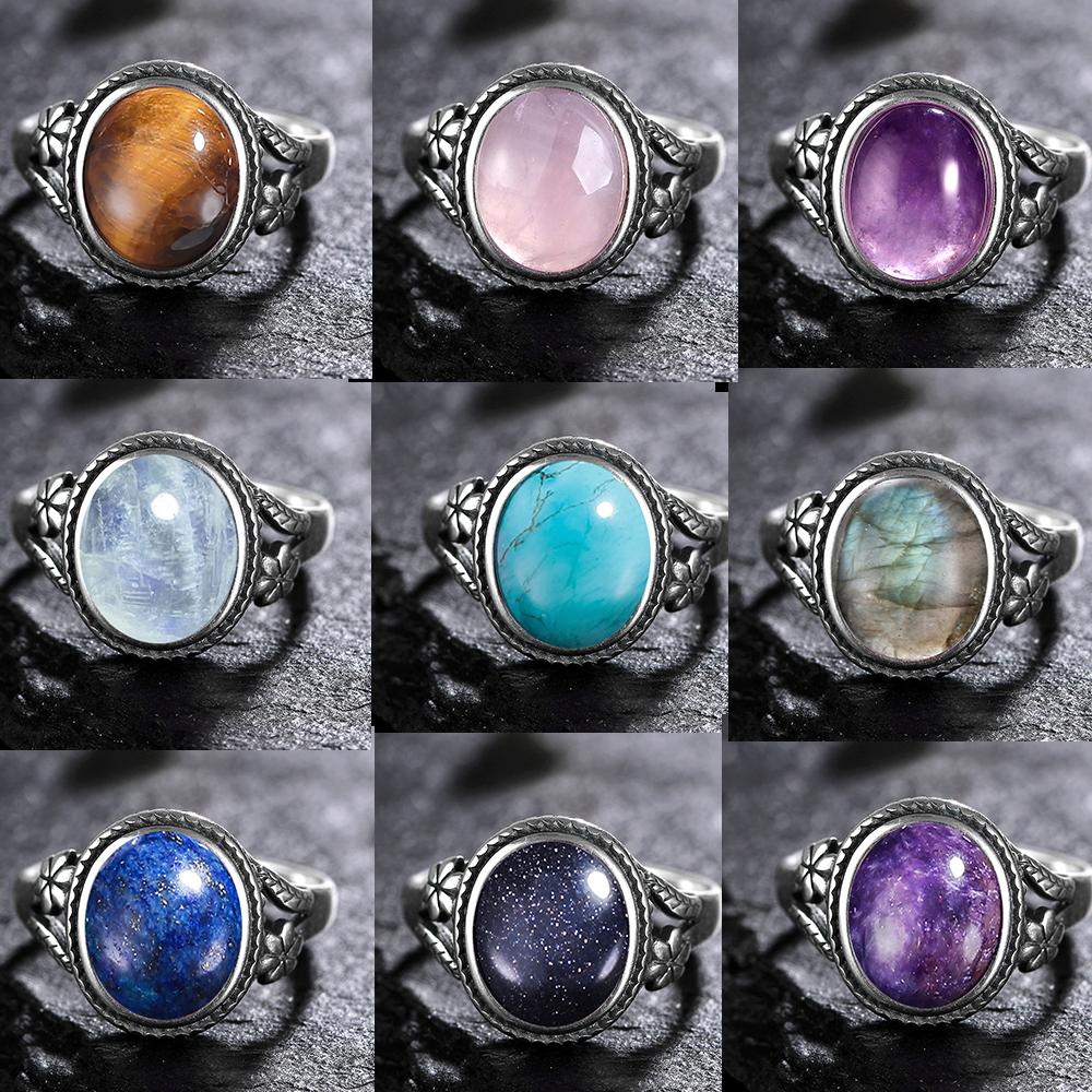 Серебряное кольцо S925 Femme JewelrНатуральный лунный камень Тигровый глаз Персонализированные кольца для женщин Bijoux Свадебные украшения Подарок