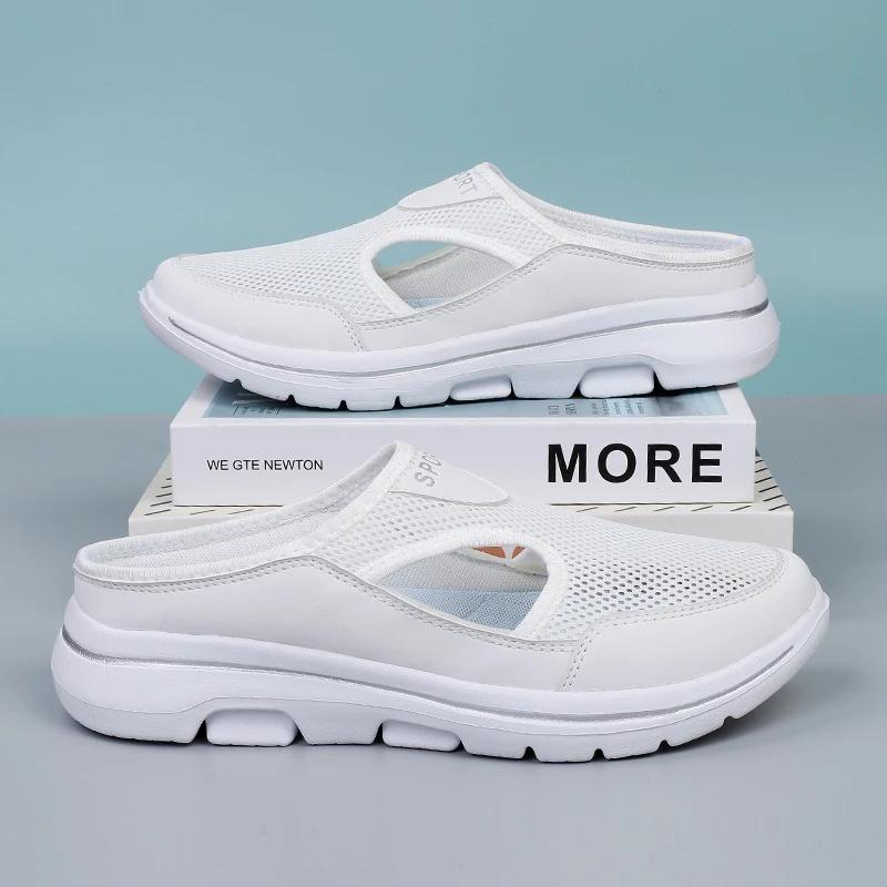 Fashion Shoes for Men and Women Light Breathable Couple Half Slippers Outdoor Casual Men Slippers for Summer Plus Size 48