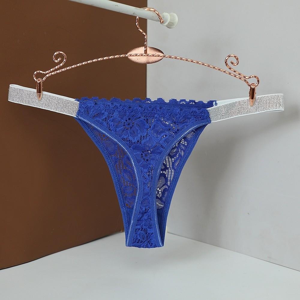 Crystal Rhinestone Thong Mid Waist Mesh Briefs Breathable Lace Flower Panties  Girl