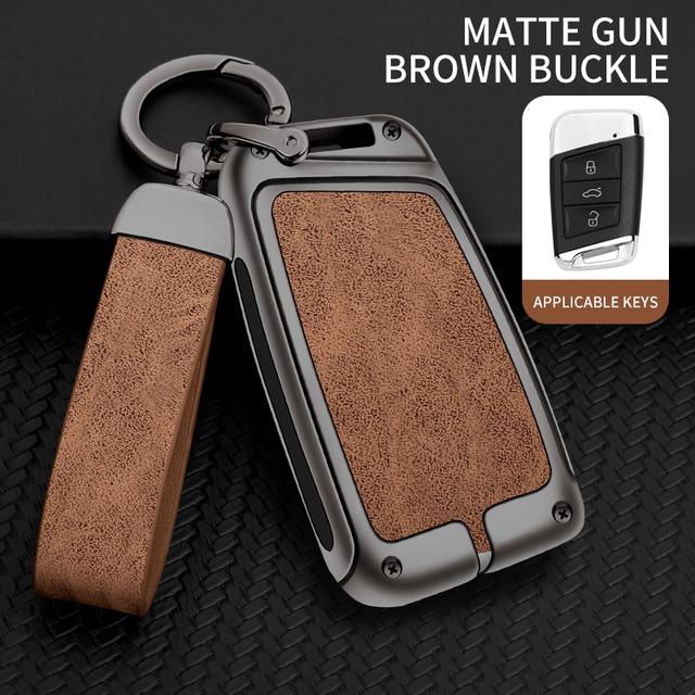 Новый кожаный чехол для ключей из цинкового сплава для VW Volkswagen Magotan Passat B8 Skoda Superb Kodiaq A7, аксессуары для автомобильных ключей