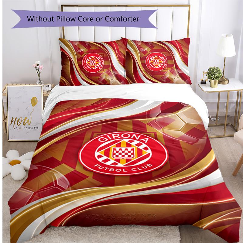 Girona FC Printed 3PCS Bedding Set Breathable Duvet Cover with Pillowcases Decorative Bed Linen for Bedroom Home