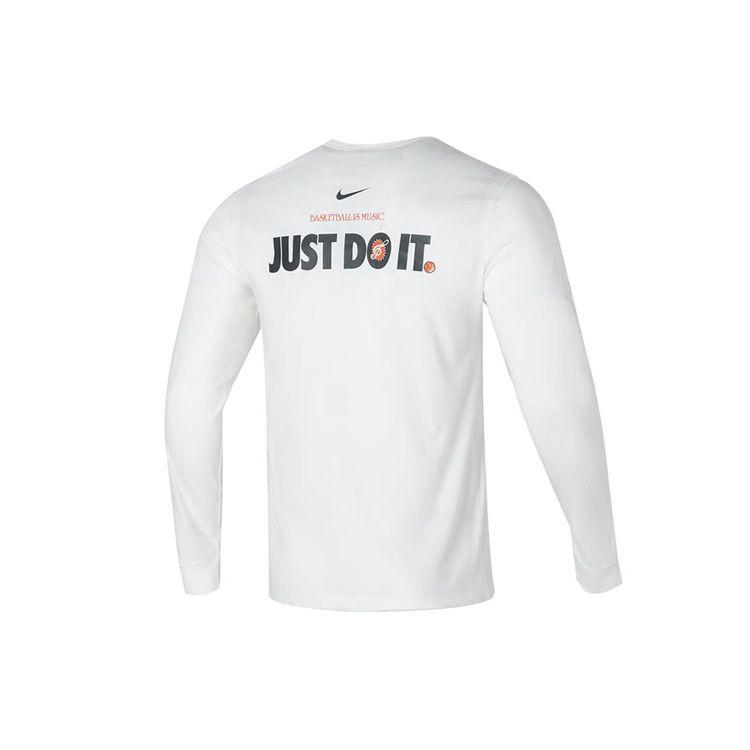 Nike Футболка с круглым вырезом и принтом букв для бега и фитнеса, повседневная, дышащая, винтажная, с длинным рукавом, мужская, белая FQ4919-121