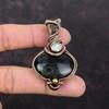 Silver Sheen Obsidian Pendant Copper Wire Wrapped Pendant Rainbow Moonstone Pendant Gemstone Copper Jewelry Handmade Pendant Engagement Gift