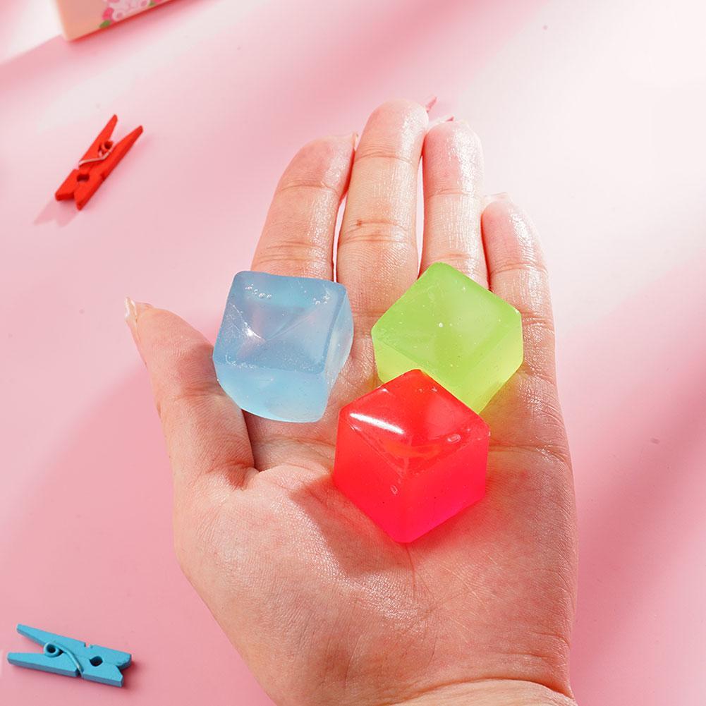 Squeeze Toy Ice Clear Ice Cubes Squishy Toys Fidget Toy Ice Block Stress Ball Toy Transparent Cube Stress Relief Squeeze Toy