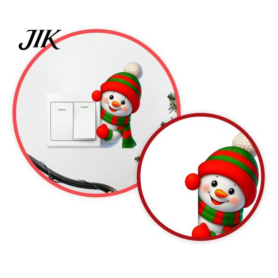 Creative Seasonal Stickers Christmas Snowman Switch Sticker, Removable Decorative PVC Decal, Peeking Ornaments Cartoon Wall Art for Holiday