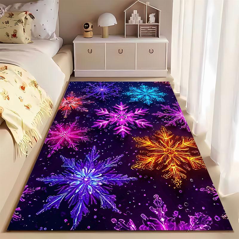 Colorful Snowflake Pattern Carpet suitable as a non-slip mat for the living room or bedroom sofa