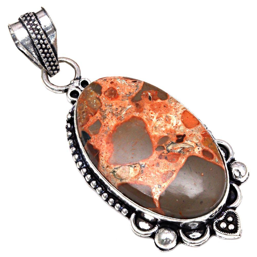 Pendant Bird Eye Jasper Gemstone Mother'Day Silver Jewelry 2.25"