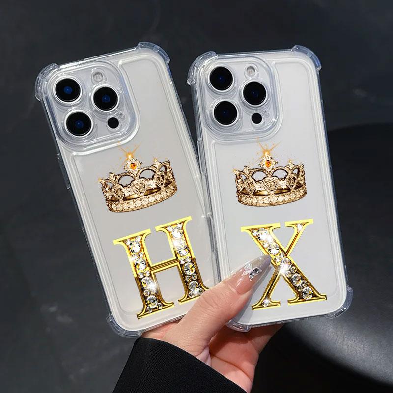 Letter H X V U D A Crown Phone Case For Samsung Galaxy A57 A56 A36 A37 A55 A54 A52 A35 A34 A17 A16 A15 A07 A06 Soft Clear Cover